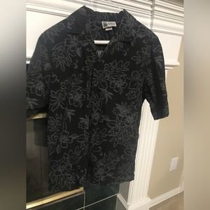 Mens Aloha Republic black and gray floral button up collard shirt size M
